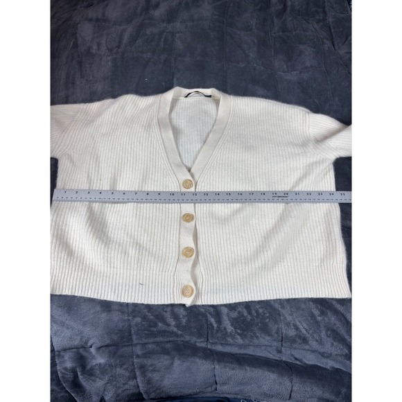 Jenni Kayne Cream Cashmere V Neck Button Front Cardigan Sweater Men's M - Picture 6 of 9